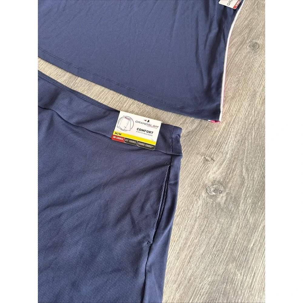 Grand Slam Performance Women Tennis Pickleball 2 pc Set Skort‎ Tank Navy NWT Med